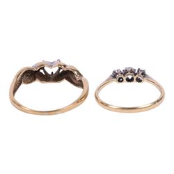 12ct gold signet ring, 9ct jewellery including knot ring, paste ring, ring shank and two St Christophers and a silver locket and ring