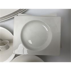 Villeroy & Boch New Wave pattern dinner and tea service for five people, comprising square dinner plates, rectangular dinner plates, pasta bowls, cereal bowls, coffee cups and saucers, side plates and dessert plates, all with printed mark beneath