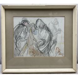 Lilian Colbourn (British 1897-1967): 'Fishermen - Whitby', pencil and chalk signed, titled on label verso 24cm x 30cm 
Provenance: exh. Scarborough Art Gallery Fourth North Riding Artist's Exhibition, loaned by the current vendor, label verso