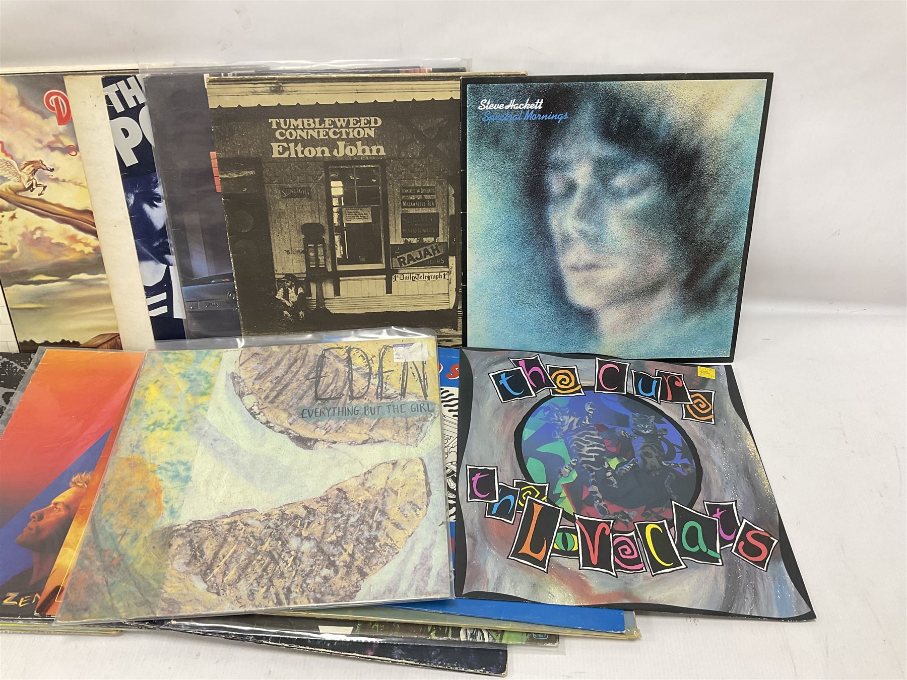 Collection of Rock, Punk and Pop vinyl LP records, including Tyrannosaurus Rex A Beard of Stars, Black Sabbath Paranoid, Derek & The Dominoes Layla, David Bowie Lodger, Kraftwerk Computer World, The Police Zenyatta Mondatta, etc