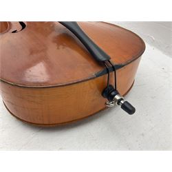 Modern student's three-quarter size cello with 70cm two-piece maple back and ribs and spruce top, L113cm overall