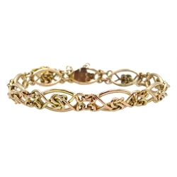  Early 20th century gold fancy link bracelet, stamped 9c, approx 14.12gm  