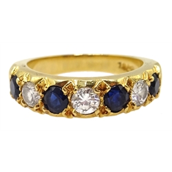  18ct gold sapphire and diamond half eternity ring stamped 18ct  
