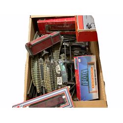 Model railway, to include boxed Triang Operating Royal Mail Coach set, boxed Atlas HO scale locomotive, various lengths of track, etc., in two boxes 