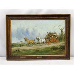 George Wright (British 1860-1942): 'Coach and Four on the Open Road', oil on canvas signed 49cm x 74cm 
Provenance: purchased by the vendor Sotheby's London 12th November 1992, Lot 225; with Kurt E Schon Ltd, New Orleans and Vienna, label verso