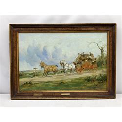 George Wright (British 1860-1942): 'Coach and Four on the Open Road', oil on canvas signed 49cm x 74cm 
Provenance: purchased by the vendor Sotheby's London 12th November 1992, Lot 225; with Kurt E Schon Ltd, New Orleans and Vienna, label verso