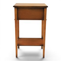 Georgian design mahogany lamp table, fitted with three small drawers, raised on square supports united by a full length undertier