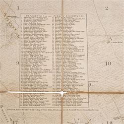 'Cary's New and Accurate Plan of London and Westminster, the Borough of Southwark and Parts Adjacent' thirty two panel folding map mounted on linen in slip case 81cm x 123cm 