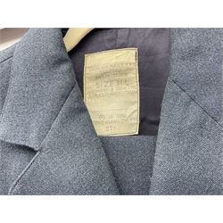 Two post-WWII British Army No.2 Dress tunics, one with Green Howards buttons; army shirt dated 1951; Royal Fleet Auxilliary jacket with trousers; three RAF/WAAF uniforms and RAF Greatcoat; and three canvas/webbing bags, two dated 1943 & 1945