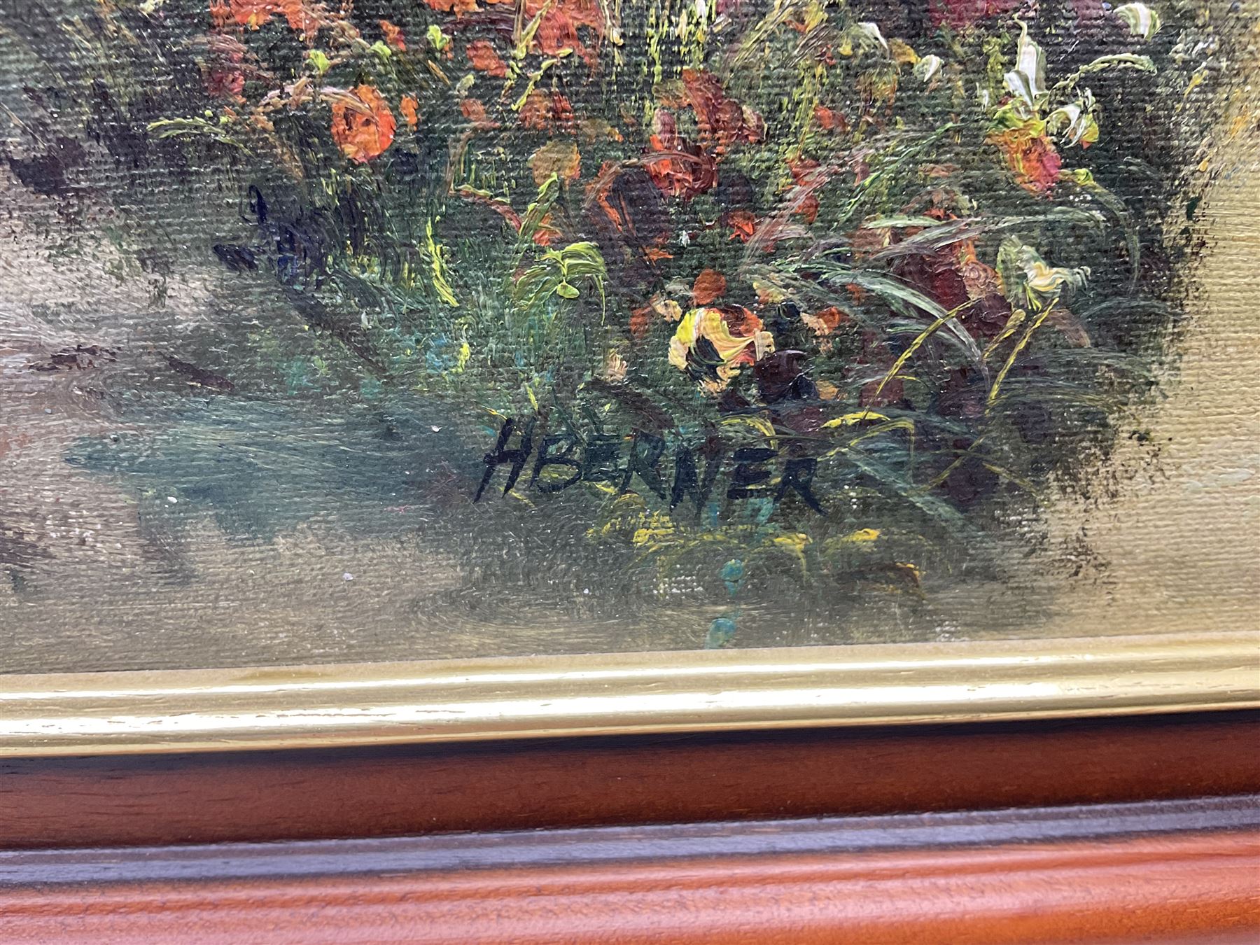 H Berner (20th century): Cottages in Spring, oil on canvas board signed, together with a similar landscape oil on canvas 50cm x 60cm (2)