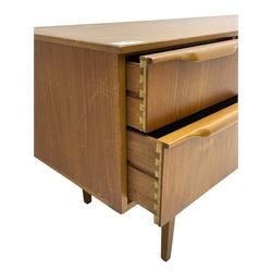 Mid-20th century teak sideboard, fitted with six drawers