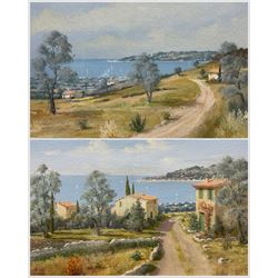 Jean Pierre-Vignat (French 20th century): Coastal Landscapes, pair oils on canvas laid on to board signed 23cm x 34cm (2)