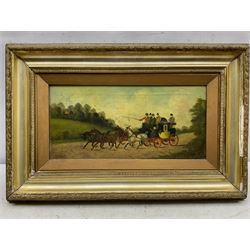 Philip Henry Rideout (British 1842-1920): Coaching Scenes, set of four oils on canvas signed 19cm x 40cm (one a/f) (4)