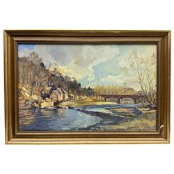 Margaret Peach (British 20th century): Swains Lane Wellington, oil on canvas signed 44cm x 70cm