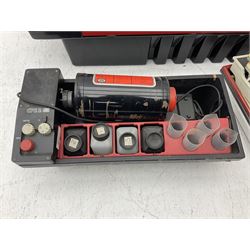 Jobo Colorprocessor CPA 2  fitted with a JoboDrum 2830 drum, DrumModul 2870, three plastic cylinders and six chemistry storage bottles, Jobo Colorprocessor CPA 2, fitted with JoboDrum 4531, four plastic cylinders and 4 chemical storage bottles, and nineteen development trays of various sizes, all untested