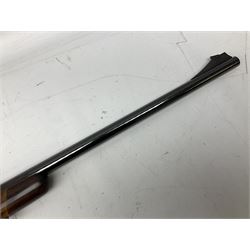 30-06 Steyr-Mannlicher Model M bolt-action rifle, the 61cm hammer forged barrel with side safety, double set trigger and lift-out rotary magazine, walnut stock with chequered pistol grip and fore-end and additional soft leather cheek piece, Pecar Berlin Champion 8 x 45 telescopic sight with quick release mounts, serial no.204791 L111cm FIREARMS CERTIFICATE REQUIRED OR RFD