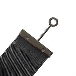 Hermès - black woven canvas and leather belt, with palladium-plated hardware and leather tab stamped Hermès Paris Made in France, size 42, with dust bag