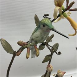 Franklin Mint House of Faberge, four humming bird figure groups, comprising Flight of Fancy, Beauty in Bloom, Splendor in the garden and The Enriched Garden, largest H35cm