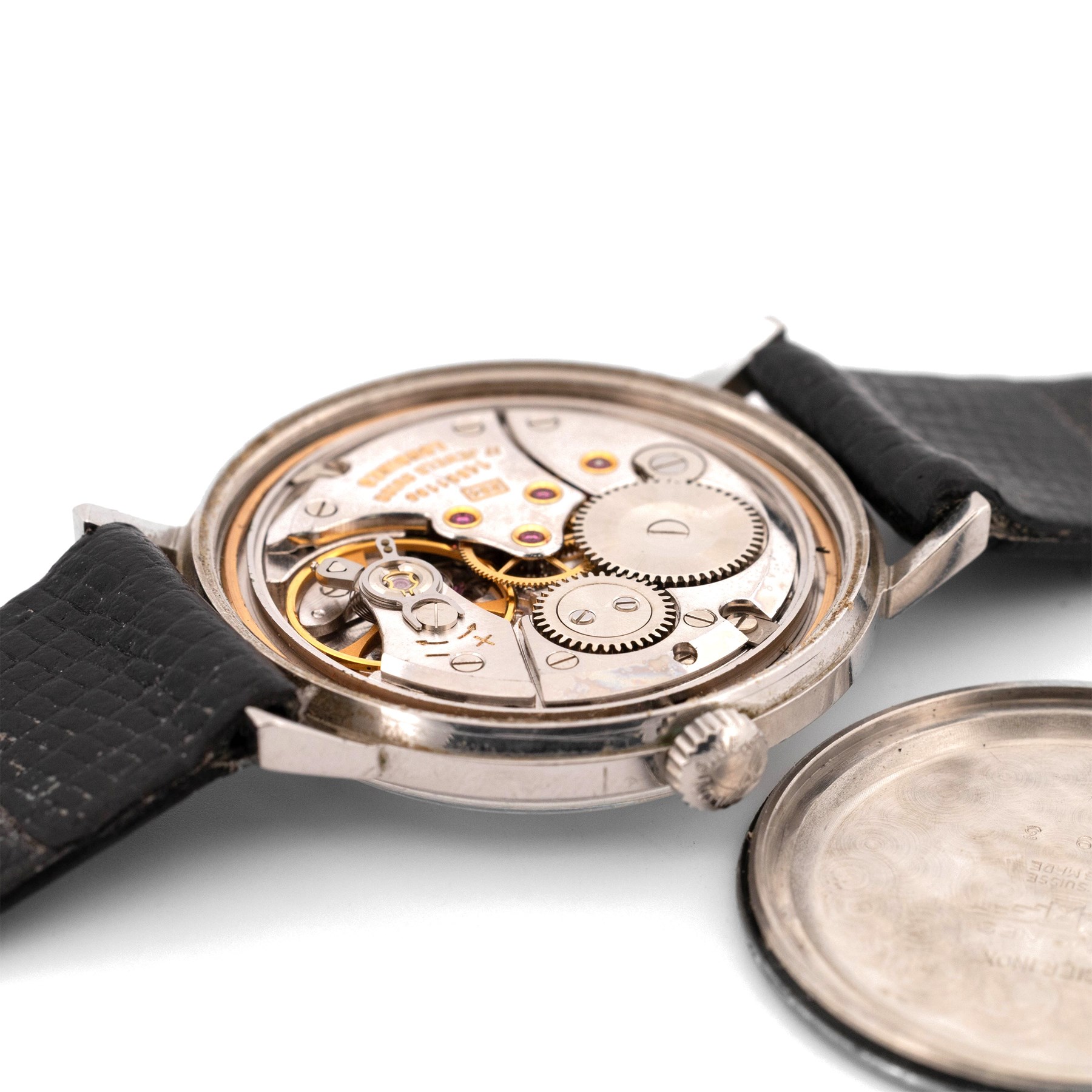 Longines gentleman's stainless steel manual wind wristwatch, circa 1960's, Ref. 7839 3, Cal. 284, silvered dial with baton and Arabic hour markers, on black leather strap