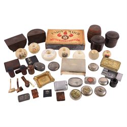 Bakelite cigarette case, matches holders, two tobacco jars, together with other smoking pa...