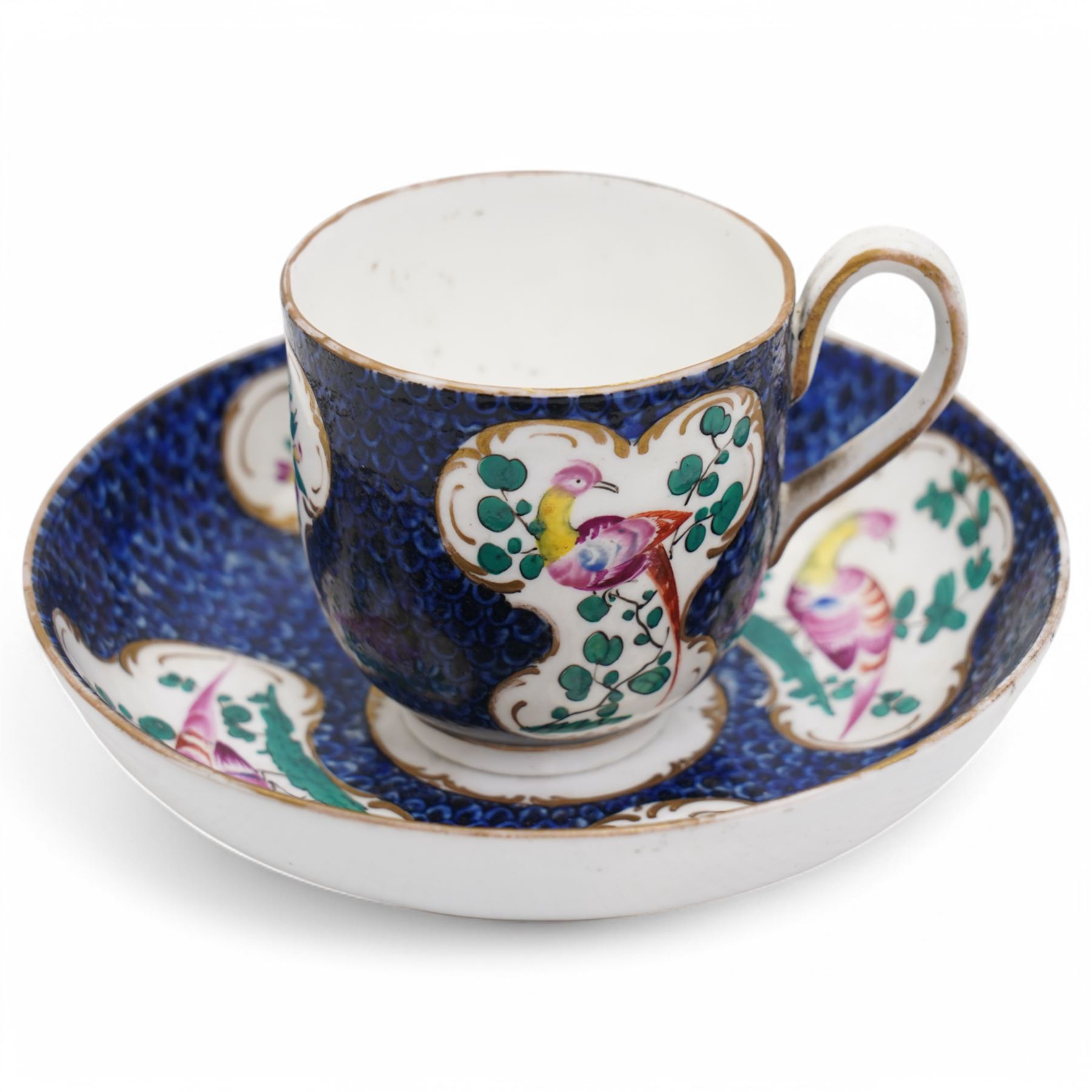 18th century Worcester coffee cup and saucer decorated | Ceramics