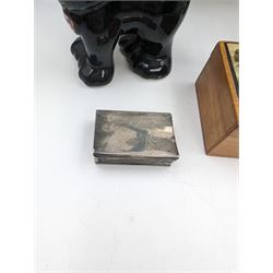 Royal Worcester blush ivory trumpet vase, hallmarked silver matchbox cover, Mauchlin ware box, Capodimonte G Calle figure of a dog and a collection of other ceramics