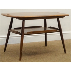  Ercol two tier table coffee table, out splayed tapering supports, W73cm, H45cm, D45cm  