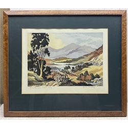 James Priddey (British 1916-1980): 'Snowdon from Capel Curig', colour etching with aquatint signed and titled with Warwick Galleries artists proof blind stamp 30cm x 40cm 