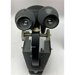 Charles Perry binocular microscope 'Classic No 1', with pitchfork base and rack and pinion focusing, in original fitted mahogany case with additional lenses, H44cm