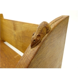  'Mouseman' oak book trough with curved adzed sides, by Robert Thompson of Kilburn, W46cm  