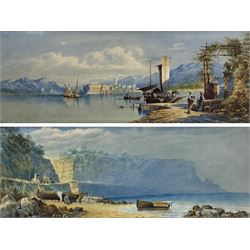 Attrib. Heinrich Hartung (German 1851-1919): Mediterranean Landscapes, pair watercolours signed with monogram HH 18cm x 47.5cm (2)