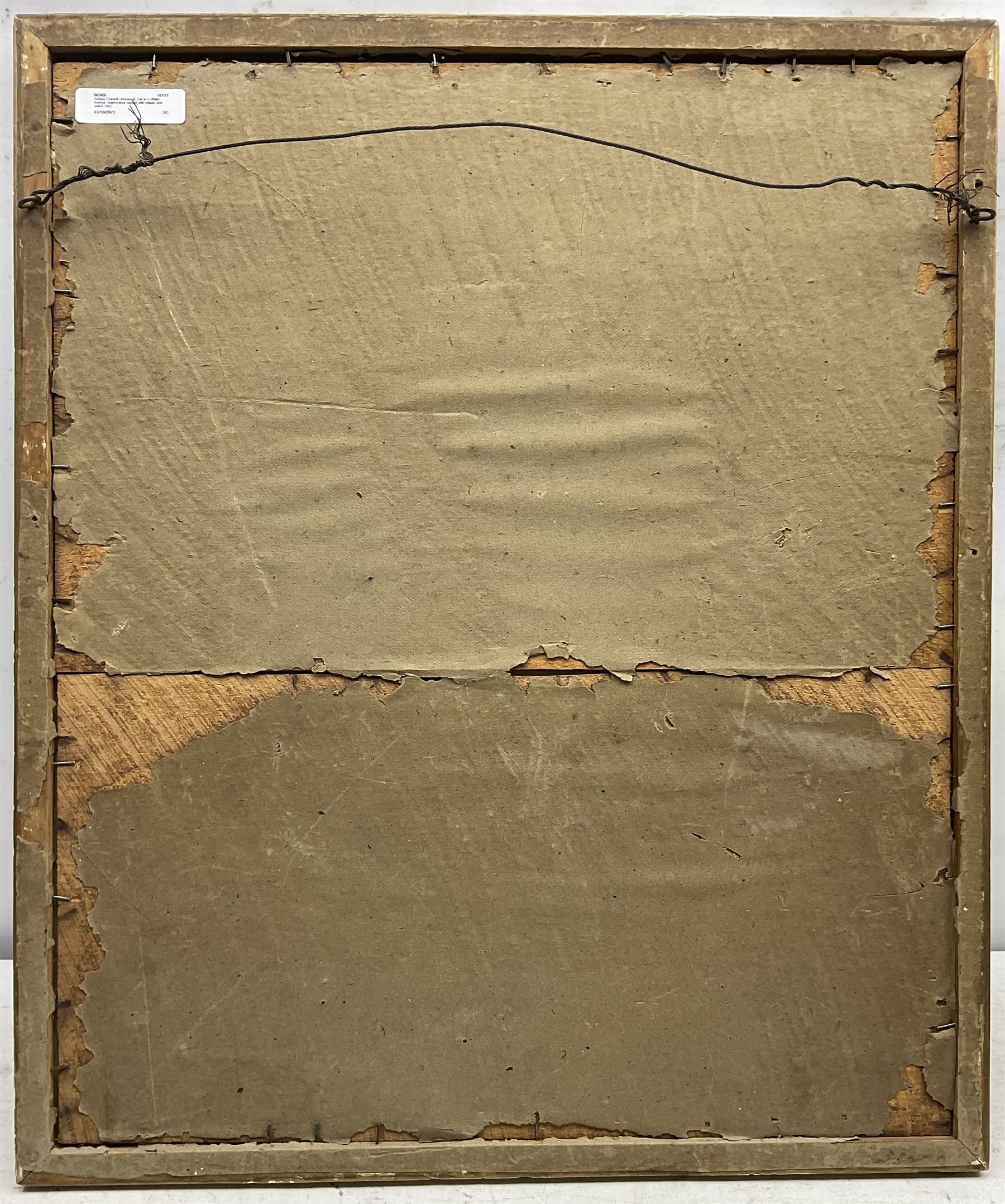 Rosina Emmet Sherwood (American 1854-1948): Girl in a White Bonnet, oval watercolour signed with initials and dated 1882, 41cm x 32cm