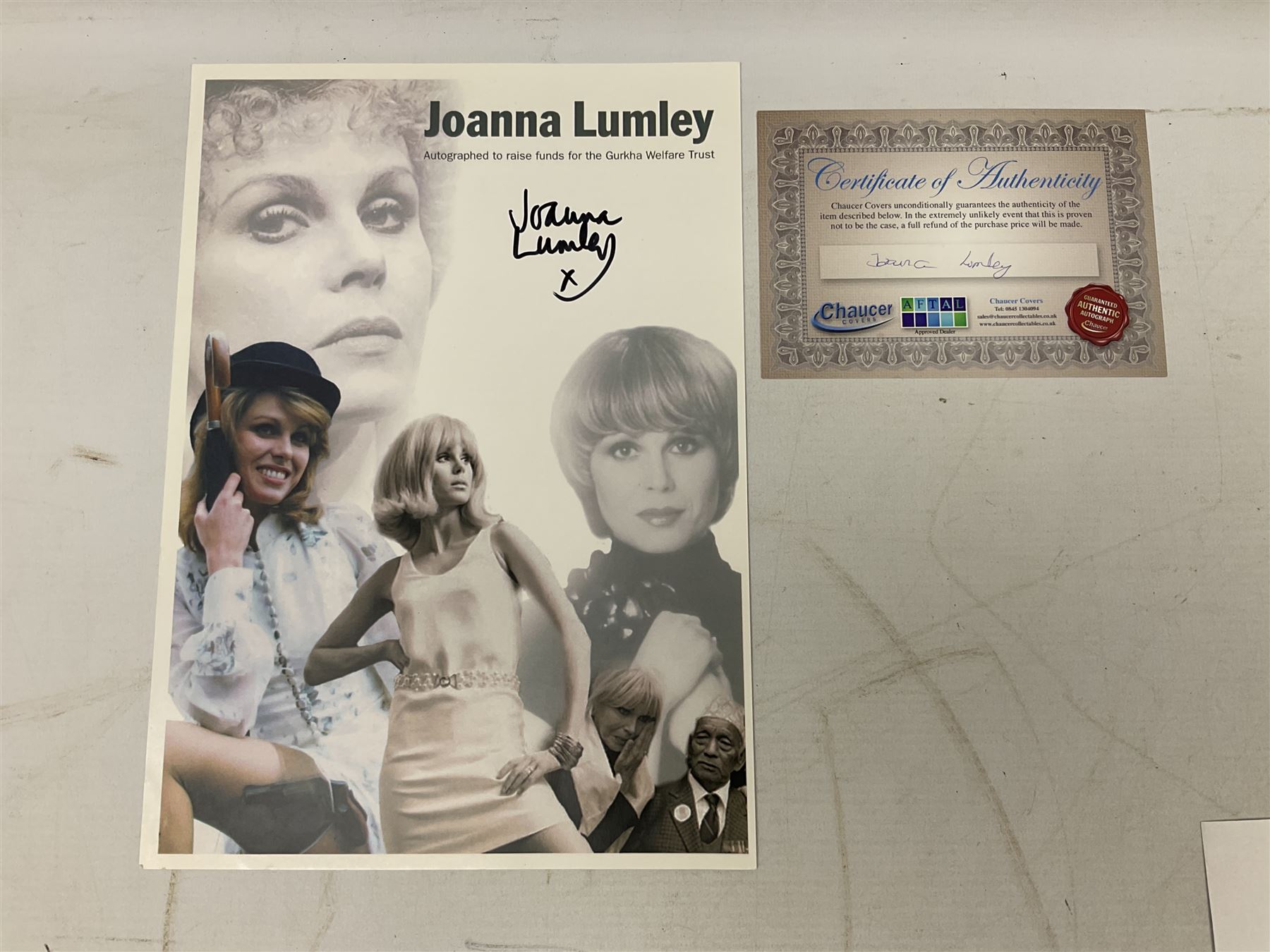 Dame Vera Lynn - collection of six signatures comprising TLS, album page and four colour photographs (including White Cliffs of Dover); signed photograph of John Mills; and signed photographs of film stars each with CoA including Bob Hope, Charlton Heston, Gene Autry, Sound of Music Julie Andrews and Christopher Plummer and Joanna Lumley