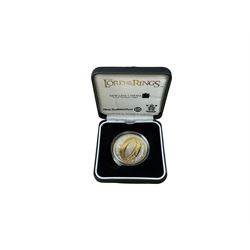 Lord of the Rings and Hobbit collectables, including 2003 New Zealand 'Lord of the Rings' gold plated .925 silver proof coin, two coin sets, the one ring etc  