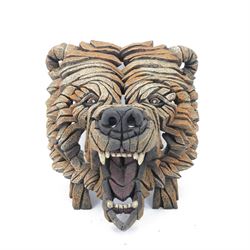 Matt Buckley, Edge sculpture, bear with mouth agape, showing teeth composite bust, H38cm