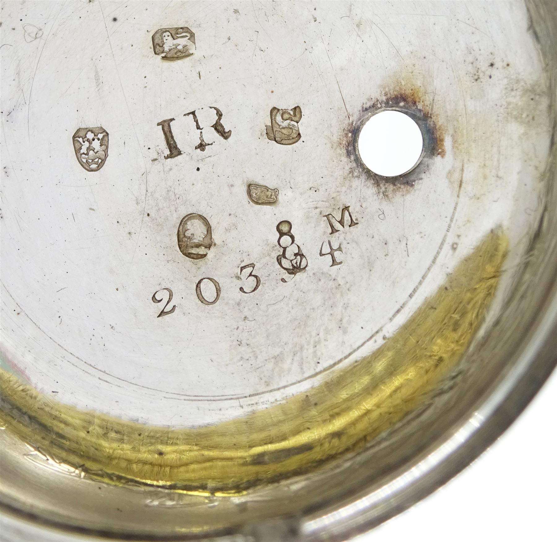 George III silver repousse pair cased verge fusee pocket watch by Samson, London,  No. 20384, square baluster pillars, the enamel polychrome dial depicting a sailor and sweetheart saying farewell, Roman hours and outer Arabic minute ring, inner case by James Richards, London 1793, the outer case depicting figures in an interior setting, with scroll borders interior scene makers mark T.P possibly Thomas Pepper