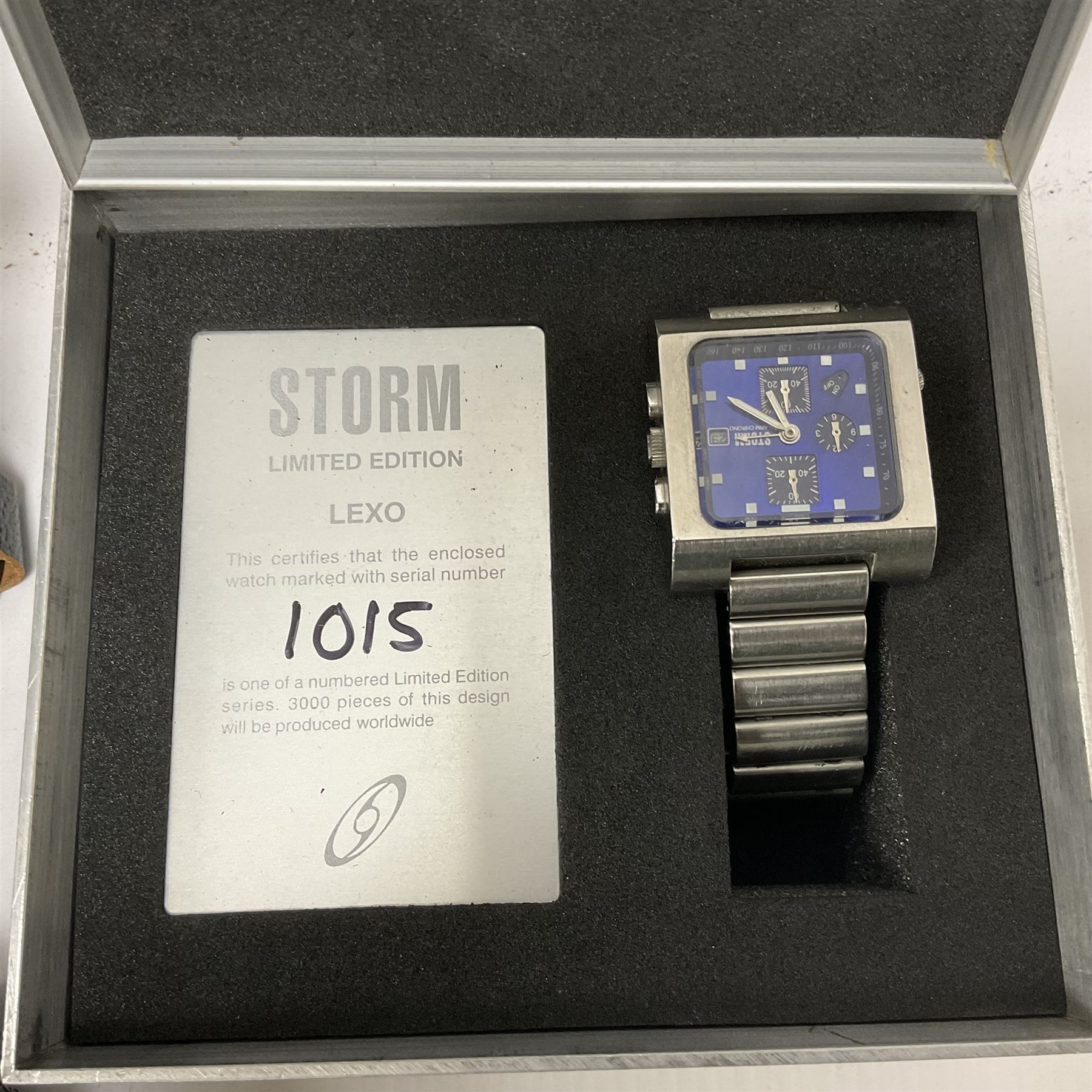 Pair of Regent 10x50 binoculars in case, together with a Storm Lexo Chronograph wristwatch