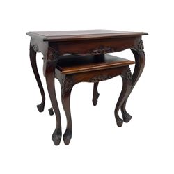 Classical mahogany nest of two tables, and a mahogany console table