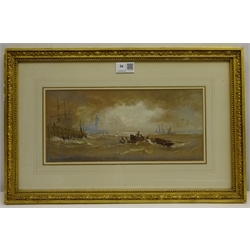  Thomas Bush Hardy (British 1842-1897): 'Scarborough', watercolour heightened in white signed titled and dated 1870,  15cm x 33cm  