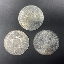 Three Austrian Maria Theresa restrike thaler coins