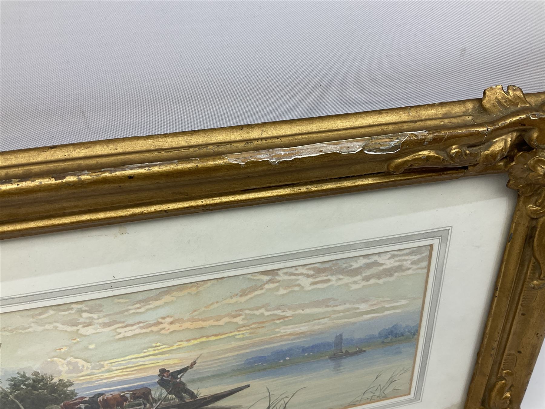 John MacPherson (Scottish fl.1858-1891): Punting Cows, watercolour signed 14cm x 28cm 