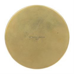 Brass pocket sextant, of circular form, the screw lid engraved 'Stanley London 1911', impressed to inner cover 'Important' with care instructions, contained within leather case