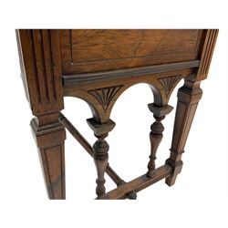 Edwardian walnut duet stool, hinged upholstered top