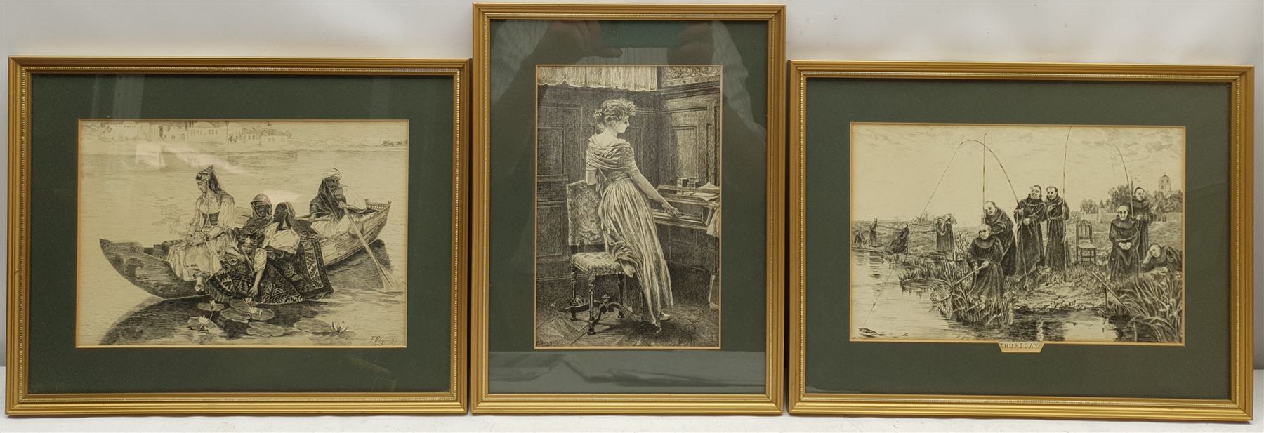 Walter Alfred Cox (British 1862-1908): Gathering the Hay, mezzotint signed in pencil 21cm x 29cm, together with three further engravings after F Riley, max 17cm x 26cm (4)