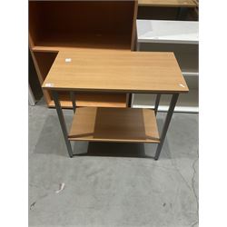 Beech effect table and bookcase with white open front storage cabinet. - THIS LOT IS TO BE COLLECTED BY APPOINTMENT FROM DUGGLEBY STORAGE, GREAT HILL, EASTFIELD, SCARBOROUGH, YO11 3TX