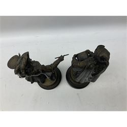 Pair of spelter classical figures, depicting two male artists, H32cm 