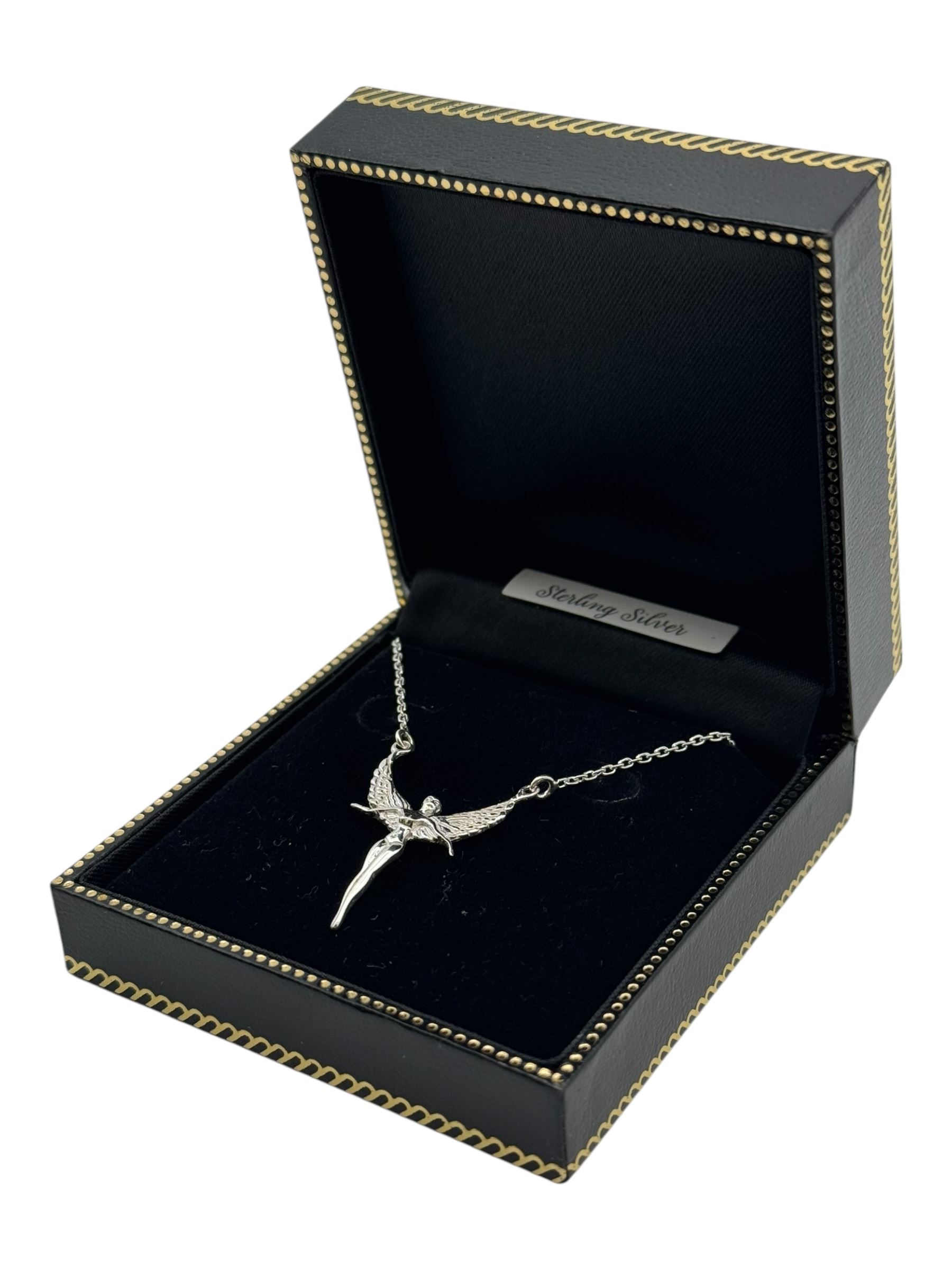 Silver guardian angel pendant necklace, boxed