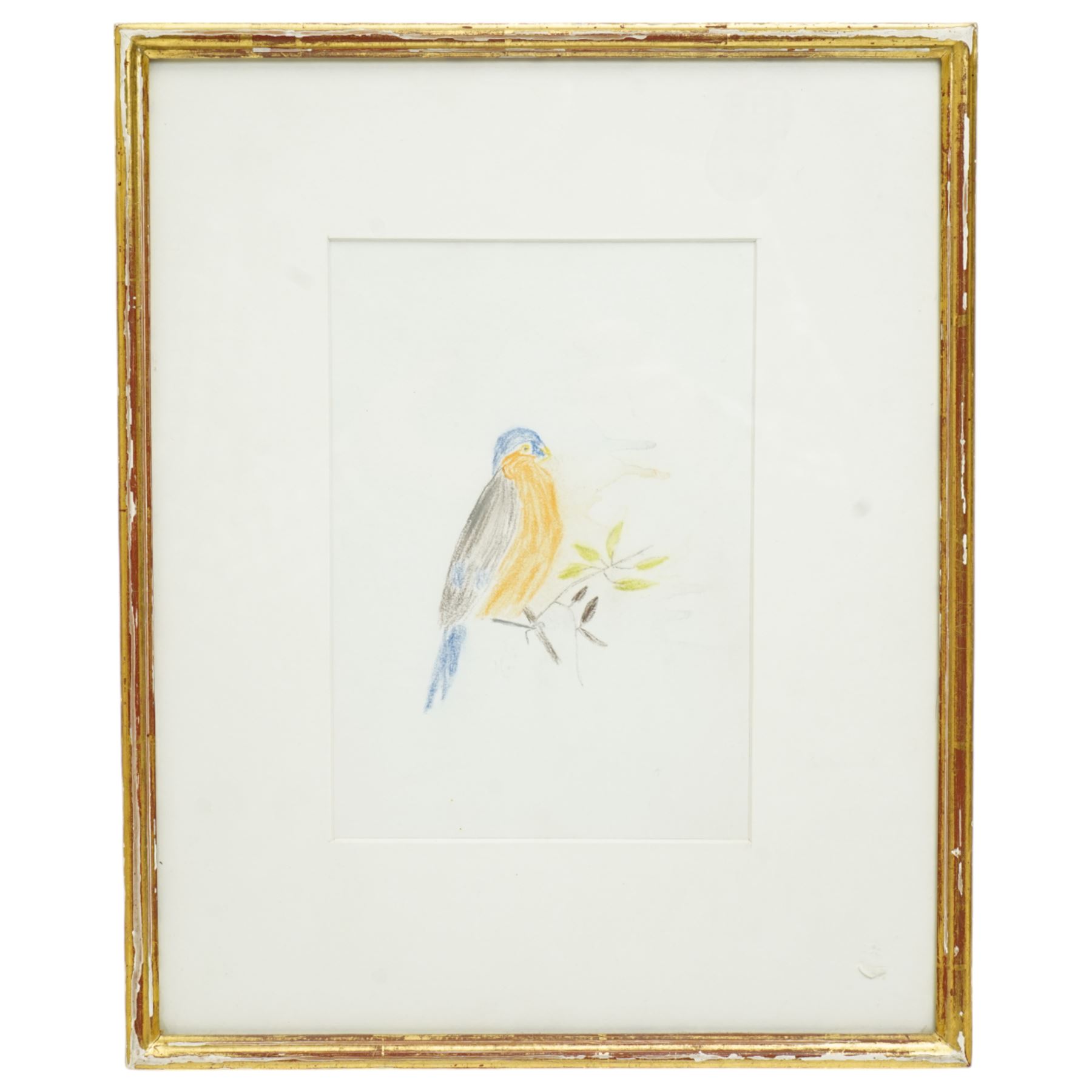 Craigie Aitchison (Scottish 1926-2009): Bluebird Study, pencil crayon signed and dedicated verso 22cm x 15cm
Provenance: gifted directly by the artist to the vendor as a wedding gift