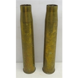  Two WWII brass artillery shells, H44cm   