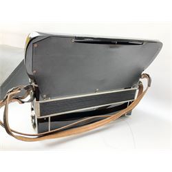 Italian Mantovani piano accordion with Art Deco style black and white case, twenty-four keys and one-hundred and twenty buttons L52cm in carrying case